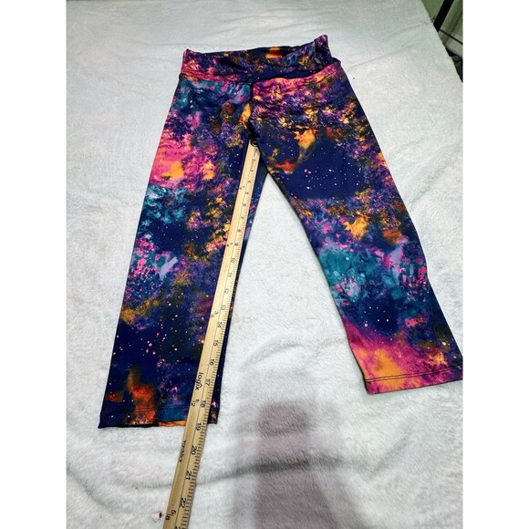 KOS USA Women's L Athletic Compression Running Leggings Galaxy Neon Color - Picture 3 of 12